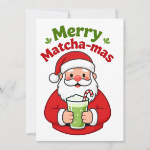 Merry Matchamas Matcha Xmas Christmas Santa Note Card
