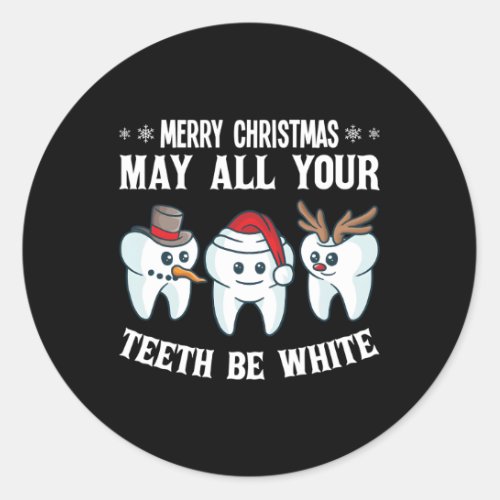 Merry May All Your Th Be White Dentist Dental Classic Round Sticker