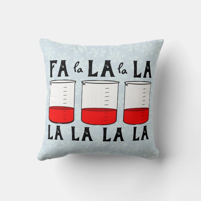 Merry Measure Beaker Christmas Science Teacher Throw Pillow (Back)