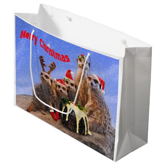 Merry Meerkats Large Gift Bag (Front Angled)