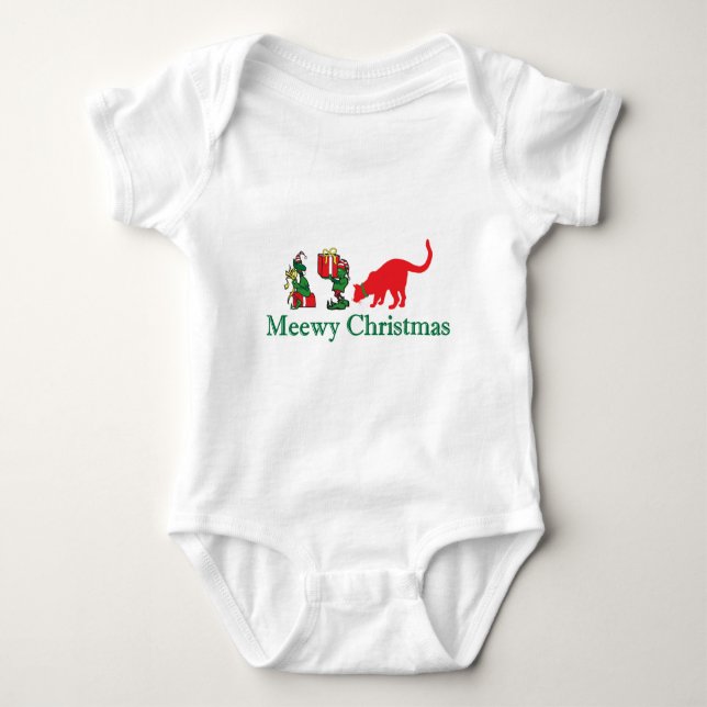 Merry Meewy Christmas Baby Bodysuit (Front)