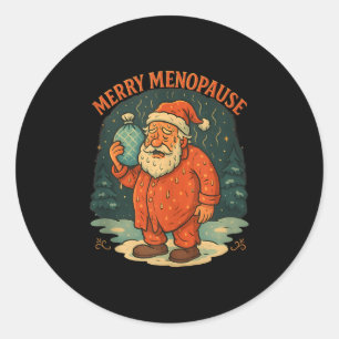Merry Menopause Funny Santa Meme Tank Top Classic Round Sticker