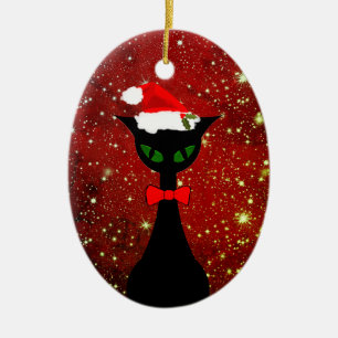 Merry Meowmas Mid-century Modern 2019 Christmas Ceramic Ornament