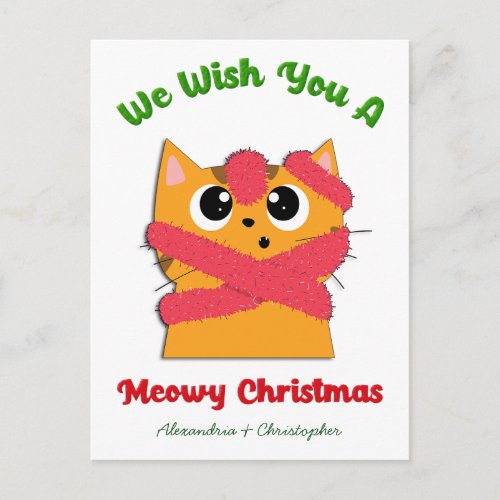 Merry Meowy Christmas Cat Fun Humorous Custom Postcard