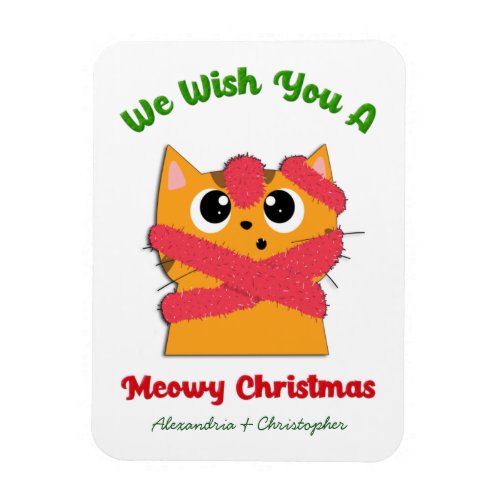 Merry Meowy Christmas Pet Cat Holiday Personalize Magnet