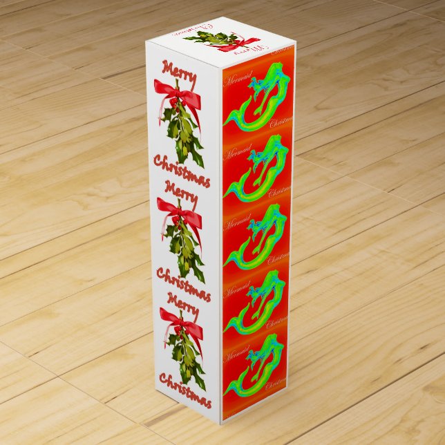 merry mermaid christmas mistletoe wine gift box (Back)