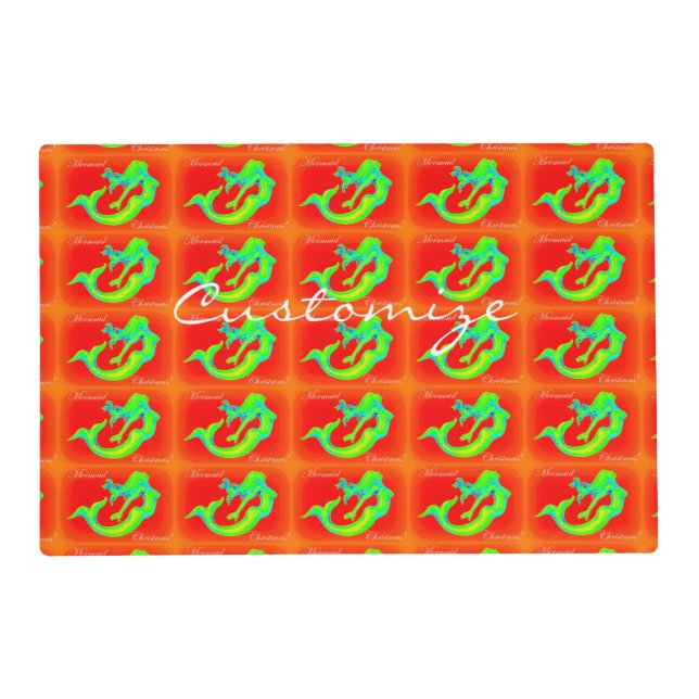 merry mermaid christmas placemat (Front)