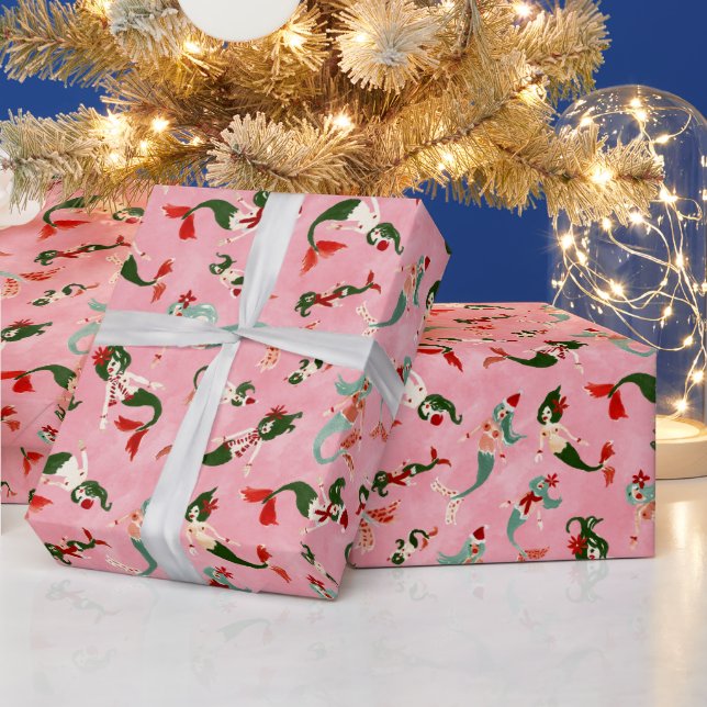 MERRY MERMAIDS PINK WRAPPING PAPER (Holidays)