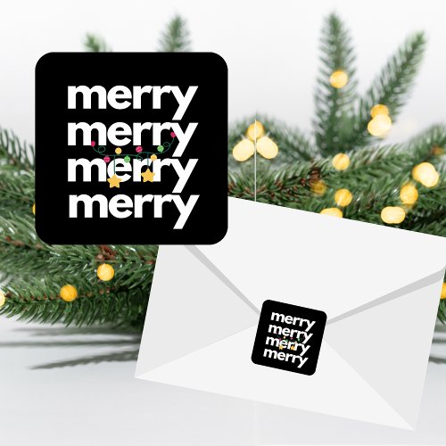 Merry Merry Christmas BW Stickers