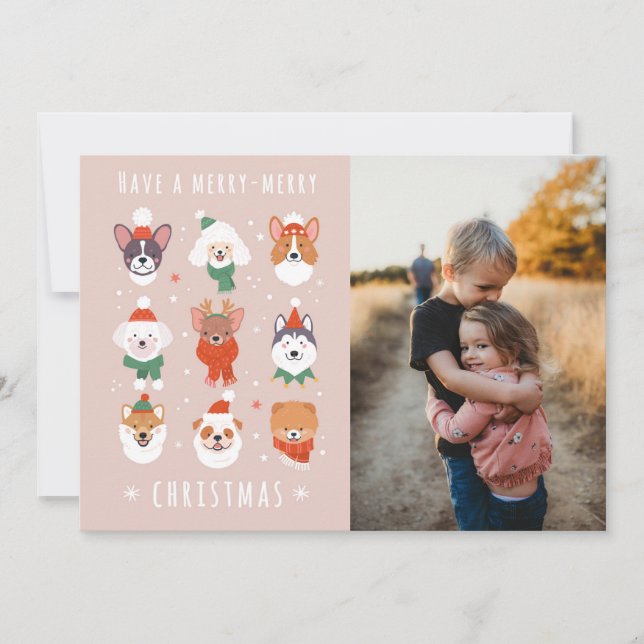 Merry-Merry Christmas Dogs Holiday Card (Front)