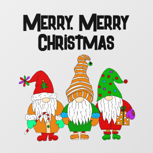 Merry Merry Christmas Gnomes Floor Decals