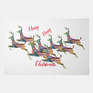 Merry Merry Christmas Leaping Deer Doormat