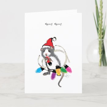 Merry! Merry! Christmas Mouse Holiday Card by ArtDivination at Zazzle