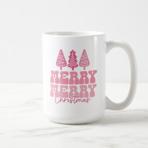 Merry Merry Christmas - Pink Holiday Design Coffee Mug