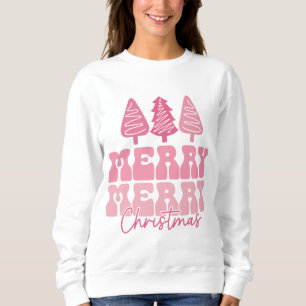 Merry Merry Christmas - Pink Holiday Design Sweatshirt