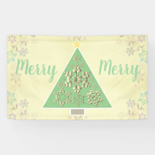 "Merry Merry" Christmas Tree & Snowflakes Banner