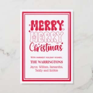 Merry Merry Christmas Typography Letterpress Photo Cards