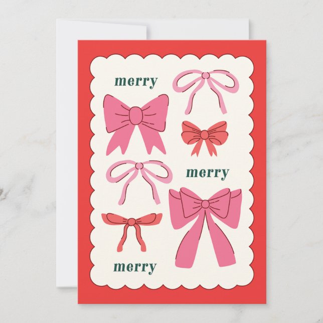 Merry Merry Merry & Bows Holiday Card (Front)