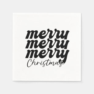 merry merry merry christmas black and white napkins