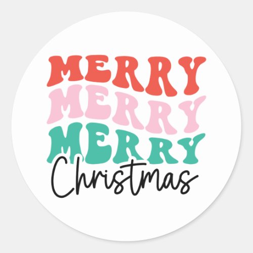 Merry Merry Merry Christmas Classic Round Sticker