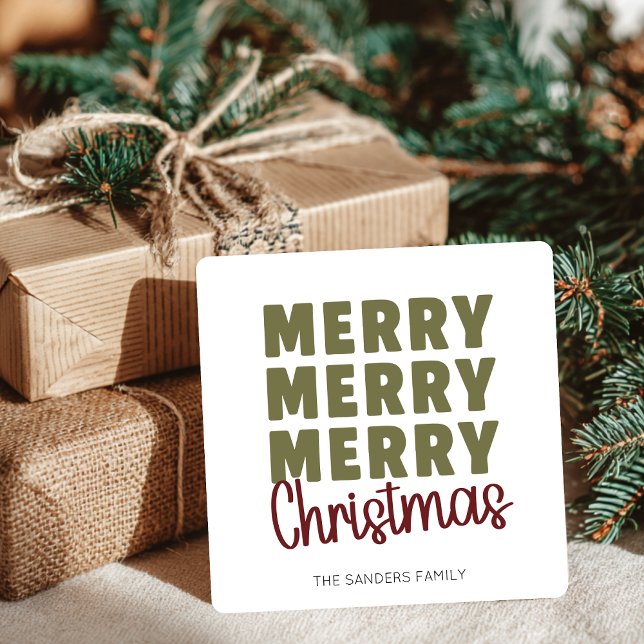 Merry Merry Merry Christmas Custom Holiday Card (Creator Uploaded)
