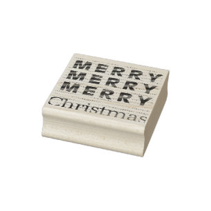 Merry, Merry, Merry Christmas Rubber Stamp