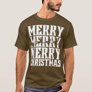 Merry Merry Merry Christmas Santas Sleigh & Flying T-Shirt