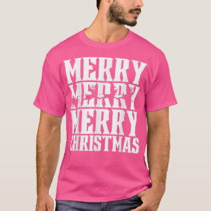 Merry Merry Merry Christmas Santas Sleigh & Flying T-Shirt