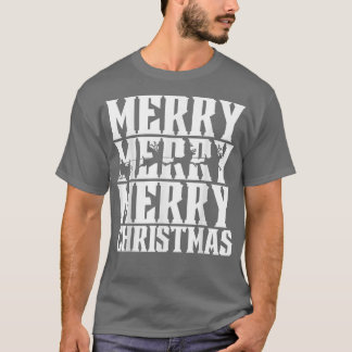 Merry Merry Merry Christmas Santas Sleigh & Flying T-Shirt