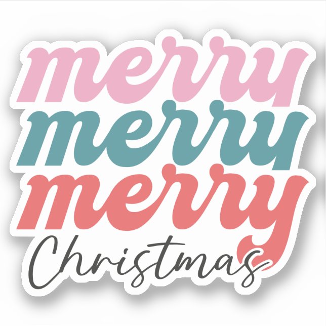 Merry Merry Merry Christmas  Sticker (Front)