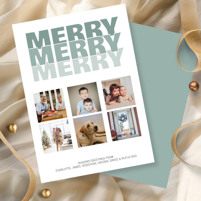 Merry Merry Merry Photo Christmas Personalized Holiday Card (Merry Merry Merry Photo Christmas Personalized Holiday Cards by Ricaso. Other colors available)
