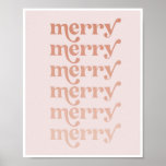 Merry Merry Merry Pink Fade Vintage Retro Font Poster<br><div class="desc">Merry Merry Merry Pink Fade Vintage Retro Font</div>