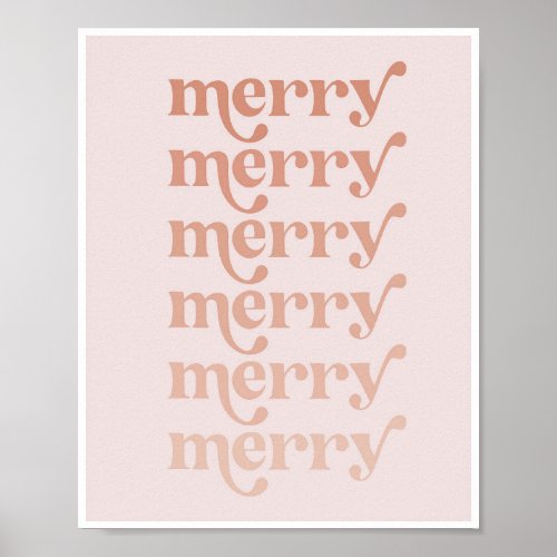 Merry Merry Merry Pink Fade Vintage Retro Font Poster