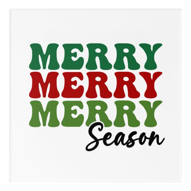Merry Merry Merry Season - Retro Holiday Art (Front)