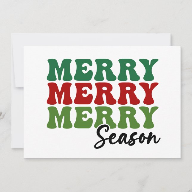 Merry Merry Merry Season - Retro Holiday Art Card (Front)