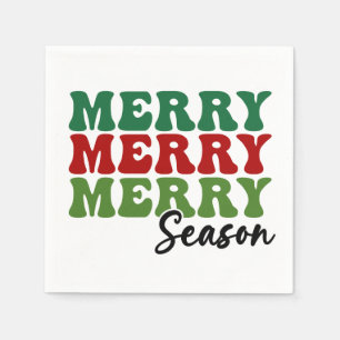Merry Merry Merry Season - Retro Holiday Art Napkins