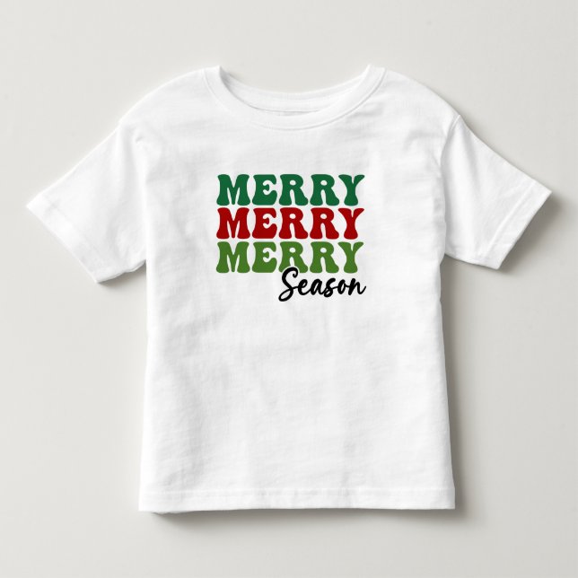 Merry Merry Merry Season - Retro Holiday Art Toddler T-shirt (Front)