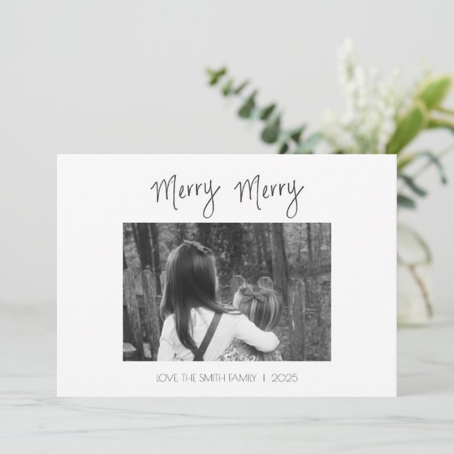 Merry Merry Minimalist - Handwritten Holiday Card (Standing Front)