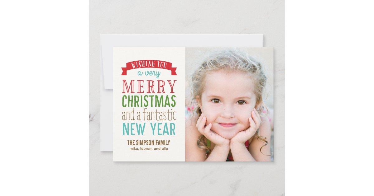 Merry Message Holiday Photo Card - White | Zazzle