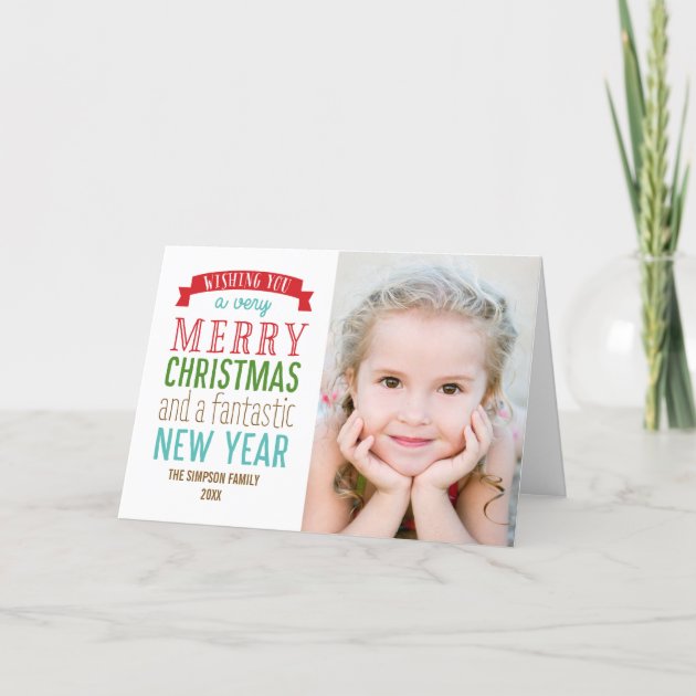 Merry Message Holiday Photo Cards - White