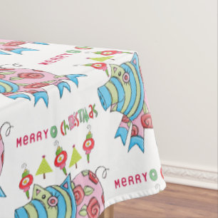 Merry Mexican Christmas Tablecloth, Mexican Pig Tablecloth