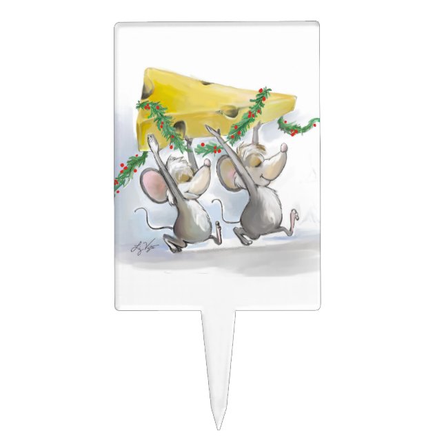 Merry Mice Mic & Mac Cake Topper (Front)