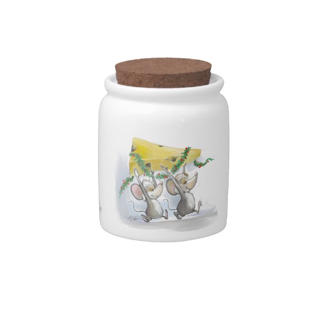 Merry Mice Mic & Mac Holiday Candy Jar (Front)