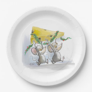 Merry Mice Mic & Mac Holiday Paper Plate