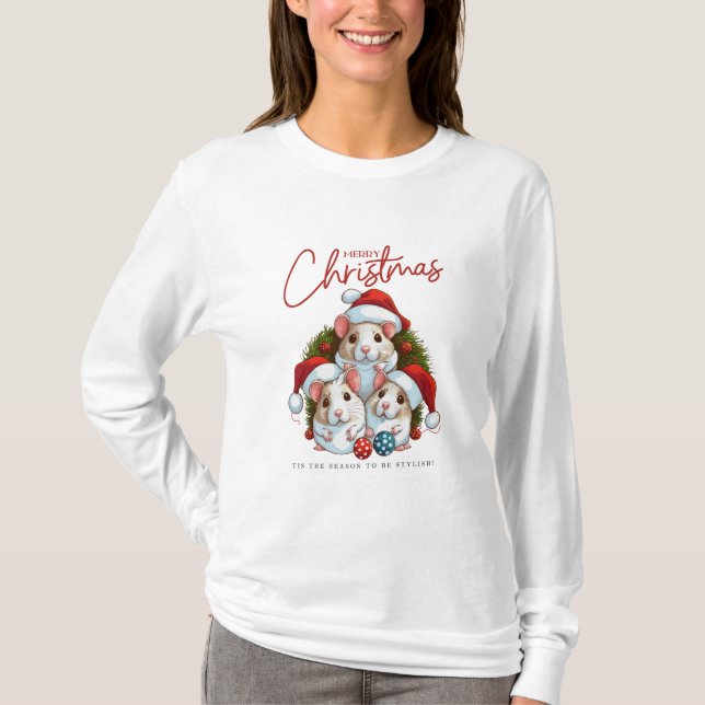 Merry Mice Trio: Whisking You Christmas Cheer T-Shirt (Front)