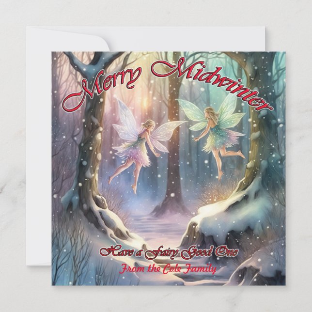 Merry Midwinter, have a Fairy Good One Holiday Card (Front)
