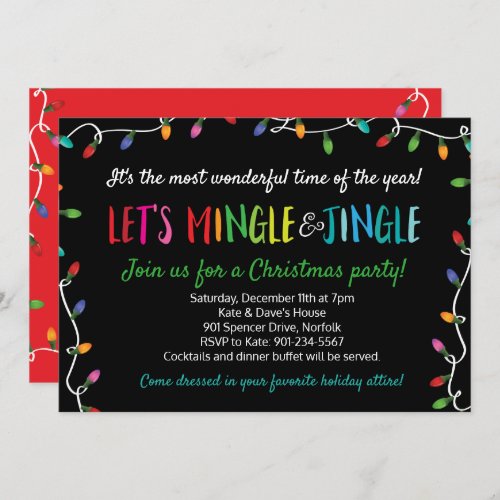 Merry Mingle and Jingle Christmas Lights Party Invitation