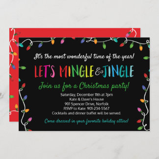 Merry Mingle and Jingle Christmas Lights Party Invitation