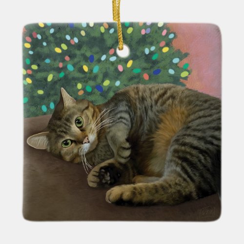 Merry Mischief _ Christmas Kitty    Ceramic Ornament