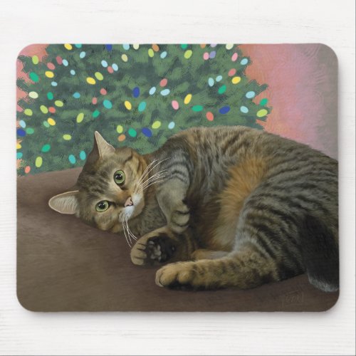 Merry Mischief _ Christmas Kitty   Mouse Pad